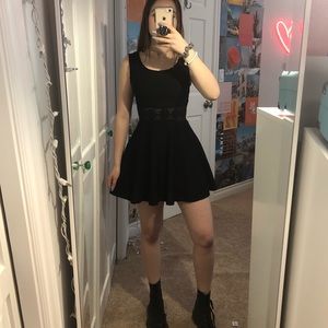 Black flare mini dress